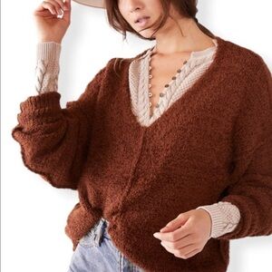 🔥Free People brown oversized sweater Med/Lrg